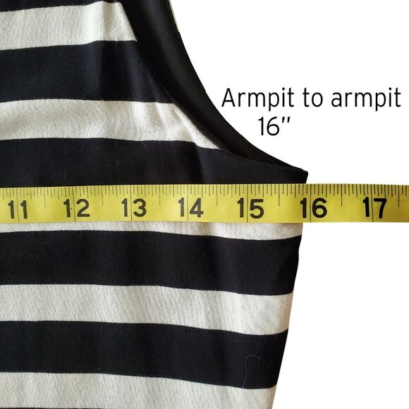 WHBM Sleeveless B & W Striped Silver Studded Cutout Neckline Shift Dress XS - Picture 11 of 15